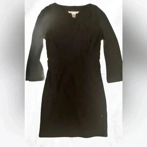 DVF classic day 2 nite trend casual little black 3/4 sleeve bodycon midi dress S